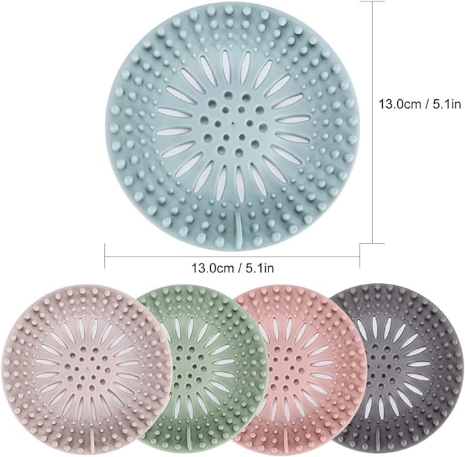 Captoare de păr din silicon rezistent pentru oprirea părului Huse de scurgere pentru duș, ușor de instalat și de curățat, costum pentru baie, cadă și bucătărie, pachet de 5